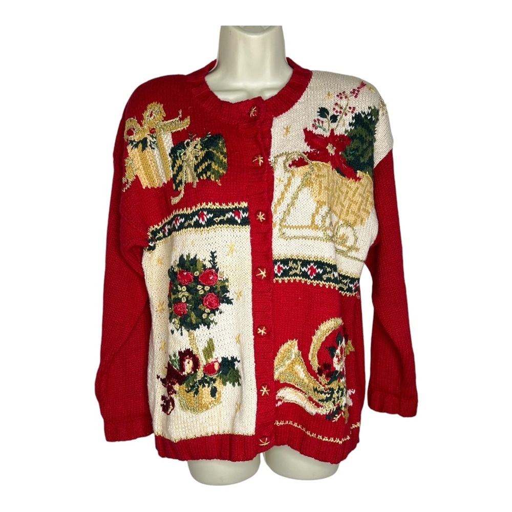 Vintage Tiara International Traditional Embellished Ugly Christmas Sweater